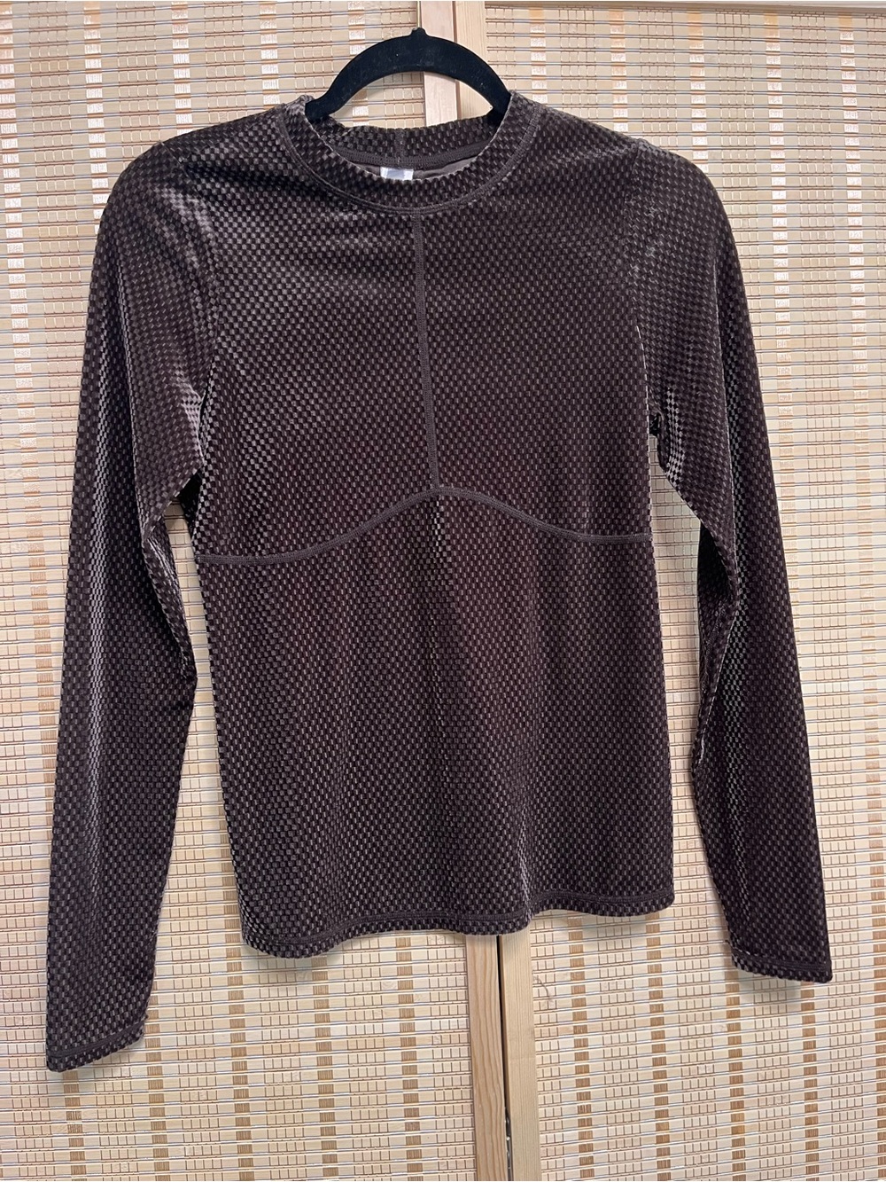 Fabletics Chocolate Brown Velvet Long-Sleeve Crew Tee